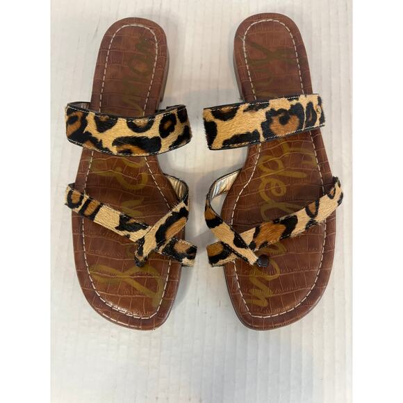 Sam Edelman Bernice Cow Hair Leopard Print Slide Sandals Size 8M - Picture 4 of 14